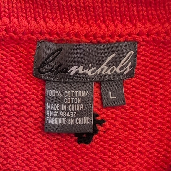 Vintage Lisa Nichols Large 100% Cotton Zip Up Sweater Vest Eclectic Boho Indie - Picture 6 of 6